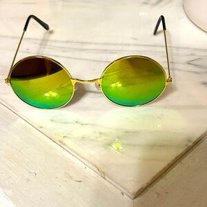 Retro 1990s Fashion Oval Mirrored Flat Lens Unisex Sunglasses